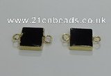 NGC1231 14*14mm square black agate gemstone connectors wholesale