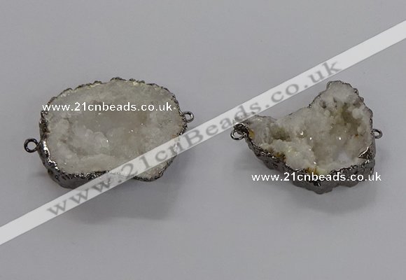 NGC1250 30*40mm - 40*45mm freefrom druzy agate connectors wholesale