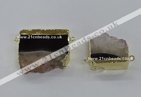 NGC1271 25*40mm - 30*42mm freeform druzy agate connectors