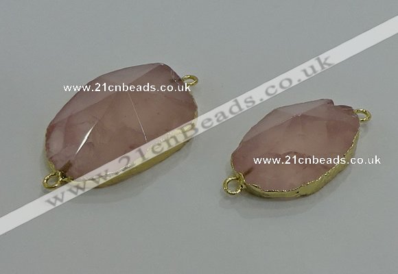 NGC1276 18*25mm - 30*35mm freeform rose quartz connectors