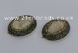 NGC1278 35*45mm oval druzy agate connectors wholesale