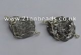 NGC1319 25*30mm - 30*35mm freeform plated druzy agate connectors