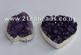 NGC1322 45*50mm - 50*60mm heart druzy amethyst connectors