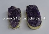 NGC1323 35*50mm - 40*60mm freeform druzy amethyst connectors