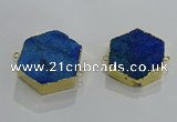 NGC1331 30*30mm - 35*35mm hexagon druzy agate connectors