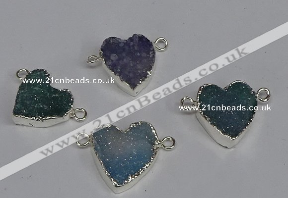 NGC1351 15*16mm - 18*20mm heart druzy agate connectors