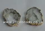 NGC136 30*40mm - 35*45mm freeform plated druzy agate connectors