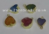 NGC1366 15*16mm - 18*20mm heart druzy agate connectors