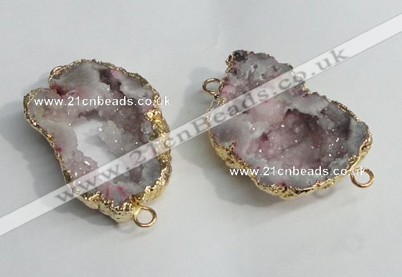 NGC137 30*40mm - 35*45mm freeform plated druzy agate connectors