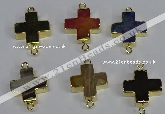 NGC1372 18*18mm - 20*20mm cross agate connectors wholesale