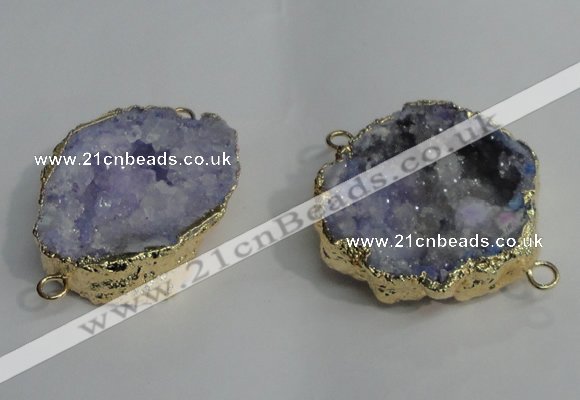 NGC138 30*40mm - 35*45mm freeform plated druzy agate connectors