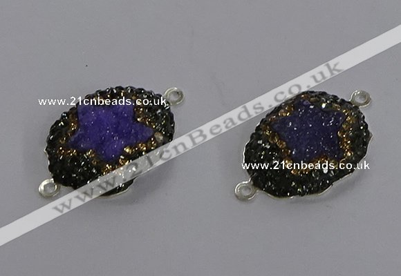 NGC1386 18*25mm freeform druzy agate connectors wholesale