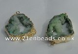 NGC140 30*40mm - 35*45mm freeform plated druzy agate connectors