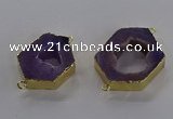 NGC1426 18*25mm - 25*35mm hexagon druzy agate connectors