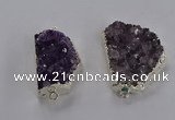 NGC1435 20*25mm - 25*30mm freeform druzy amethyst connectors