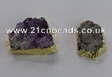 NGC1436 20*25mm - 25*30mm freeform druzy amethyst connectors