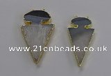 NGC1438 25*50mm - 30*55mm arrowhead agate gemstone connectors