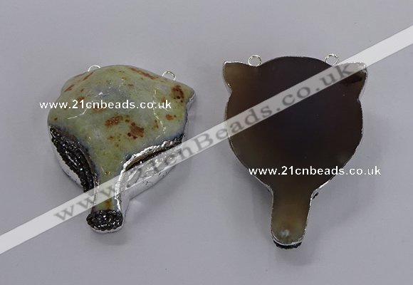 NGC1441 40*55mm - 45*60mm Fox-head agate gemstone connectors