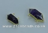 NGC1453 10*24mm - 14*35mm hexagon amethyst connectors wholesale