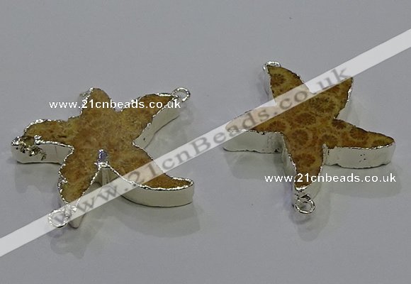 NGC1456 28mm - 30mm starfish fossil coral connectors wholesale