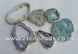 NGC146 40*50mm - 55*70mm freeform plated druzy agate connectors