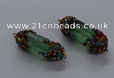 NGC1464 15*40mm - 15*45mm faceted nuggets green fluorite connectors