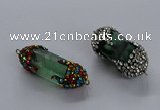 NGC1465 15*40mm - 15*45mm faceted nuggets green fluorite connectors