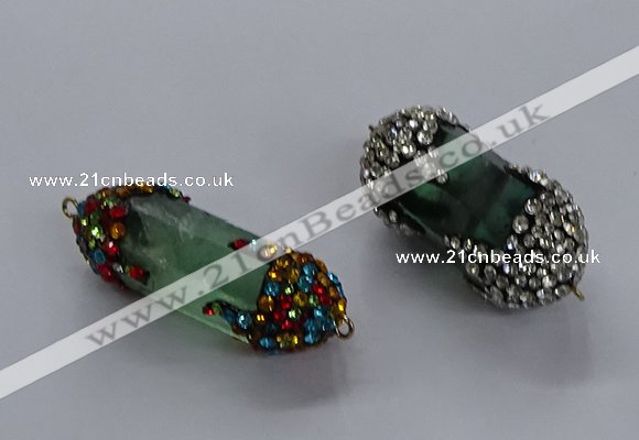 NGC1465 15*40mm - 15*45mm faceted nuggets green fluorite connectors