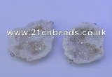 NGC1470 28*35mm - 40*45mm freeform plated druzy agate connectors