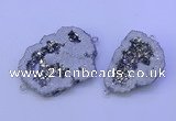 NGC1472 28*35mm - 40*45mm freeform plated druzy agate connectors