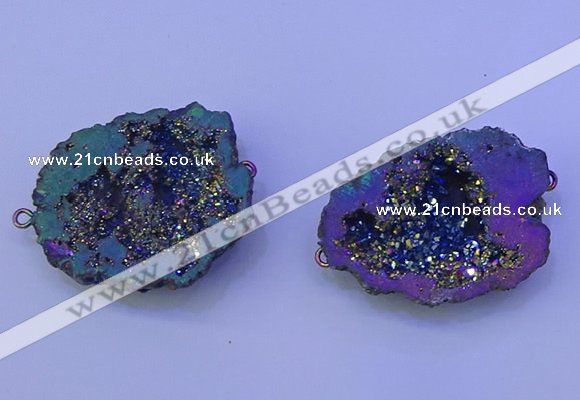 NGC1476 28*35mm - 40*45mm freeform plated druzy agate connectors