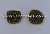 NGC1501 25*25mm square druzy quartz gemstone connectors wholesale