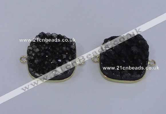 NGC1502 25*25mm square druzy quartz gemstone connectors wholesale