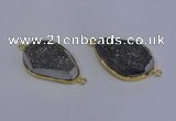 NGC1524 18*28mm freeform druzy quartz gemstone connectors wholesale