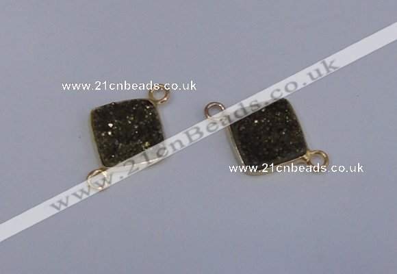 NGC1530 12*12mm diamond druzy quartz gemstone connectors wholesale