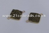 NGC1536 18*18mm diamond druzy quartz gemstone connectors wholesale