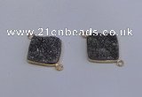 NGC1537 18*18mm diamond druzy quartz gemstone connectors wholesale