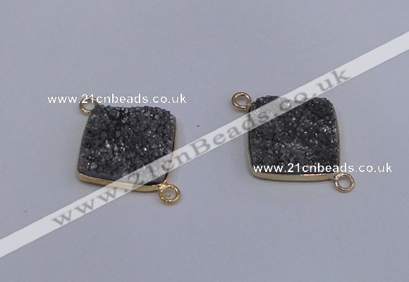 NGC1537 18*18mm diamond druzy quartz gemstone connectors wholesale