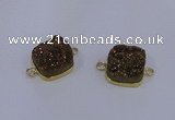 NGC1543 15*15mm square druzy quartz gemstone connectors wholesale