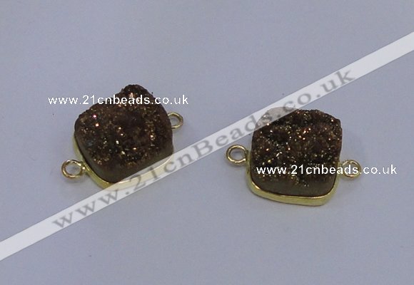 NGC1543 15*15mm square druzy quartz gemstone connectors wholesale