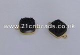 NGC1544 15*15mm square druzy quartz gemstone connectors wholesale