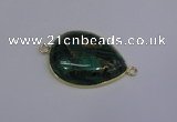 NGC1550 22*30mm teardrop malachite & pyrite gemstone connectors