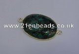 NGC1551 22*30mm oval malachite & pyrite gemstone connectors