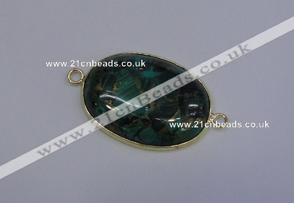 NGC1551 22*30mm oval malachite & pyrite gemstone connectors