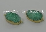 NGC1578 18*25mm - 18*28mm oval druzy quartz connectors wholesale