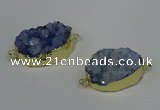 NGC1579 18*25mm - 18*28mm oval druzy quartz connectors wholesale