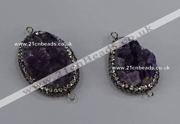 NGC1618 20*30mm - 25*35mm freeform amethyst connectors wholesale