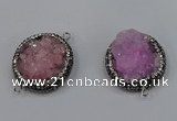 NGC1623 20mm - 28mm flat round druzy quartz connectors wholesale