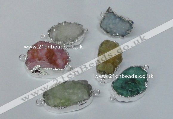 NGC168 20*30mm - 25*35mm freeform plated druzy agate connectors