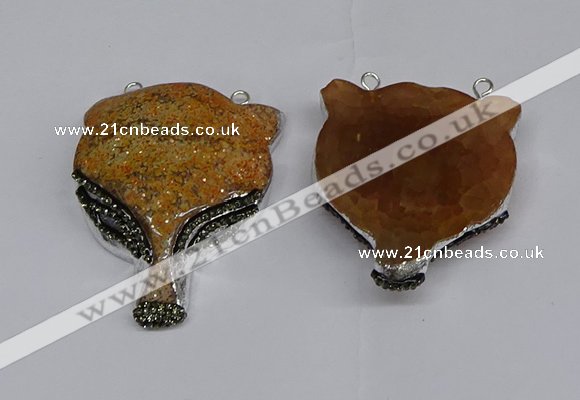 NGC1701 40*55mm - 45*60mm Fox-head agate gemstone connectors